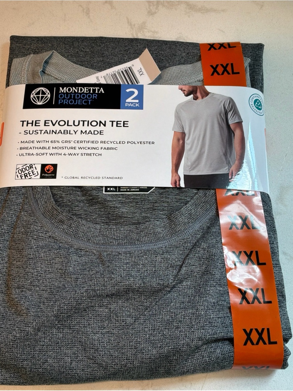 NWT Mens 2 Pack Mondetta Evolution T Shirt XXL Charcoal Grey